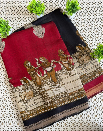 Premium Soft Mul Cotton Sarees with Kalamkari Design