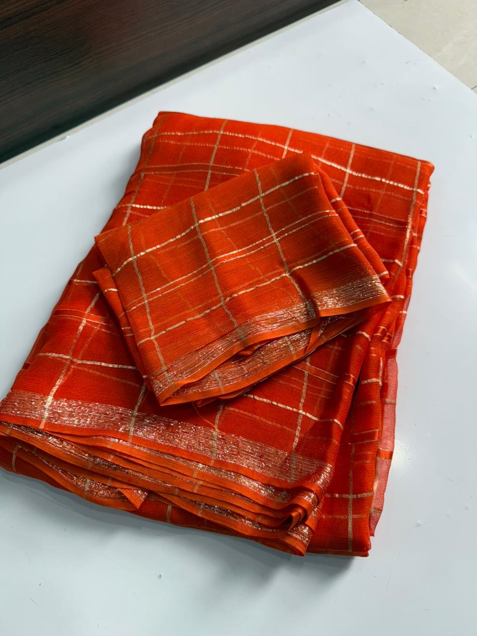 Viscose Georgette Saree With Running Viscose Blouse