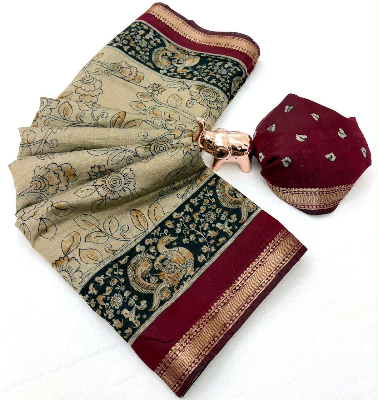 Mul cotton sarees with kalamkari Design