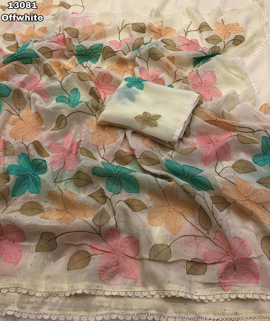 Crunchy Crush Embroidery Work Sarees