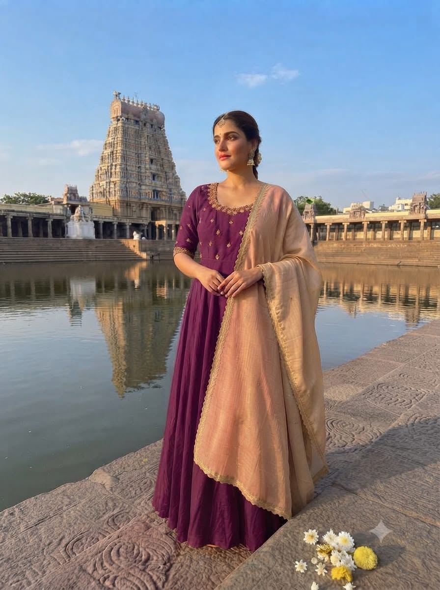 Designer Maggam Hand Work Gown With Duppata