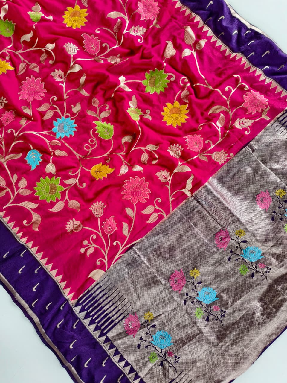 Viscose meenakari sarees