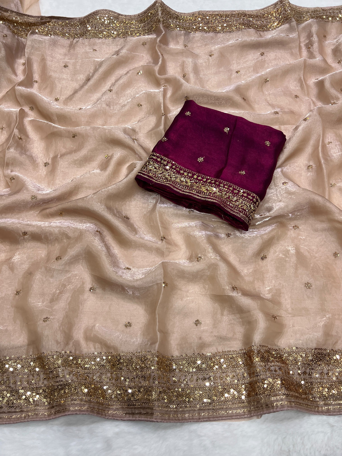 Premium Quality Space Silk Sarees with Beautiful Embroidery Cording & Sequance c-pallu work and butti work