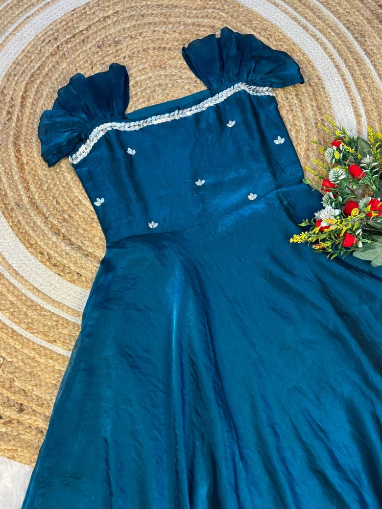 Premium Space Silk Handwork Maxi Gown
