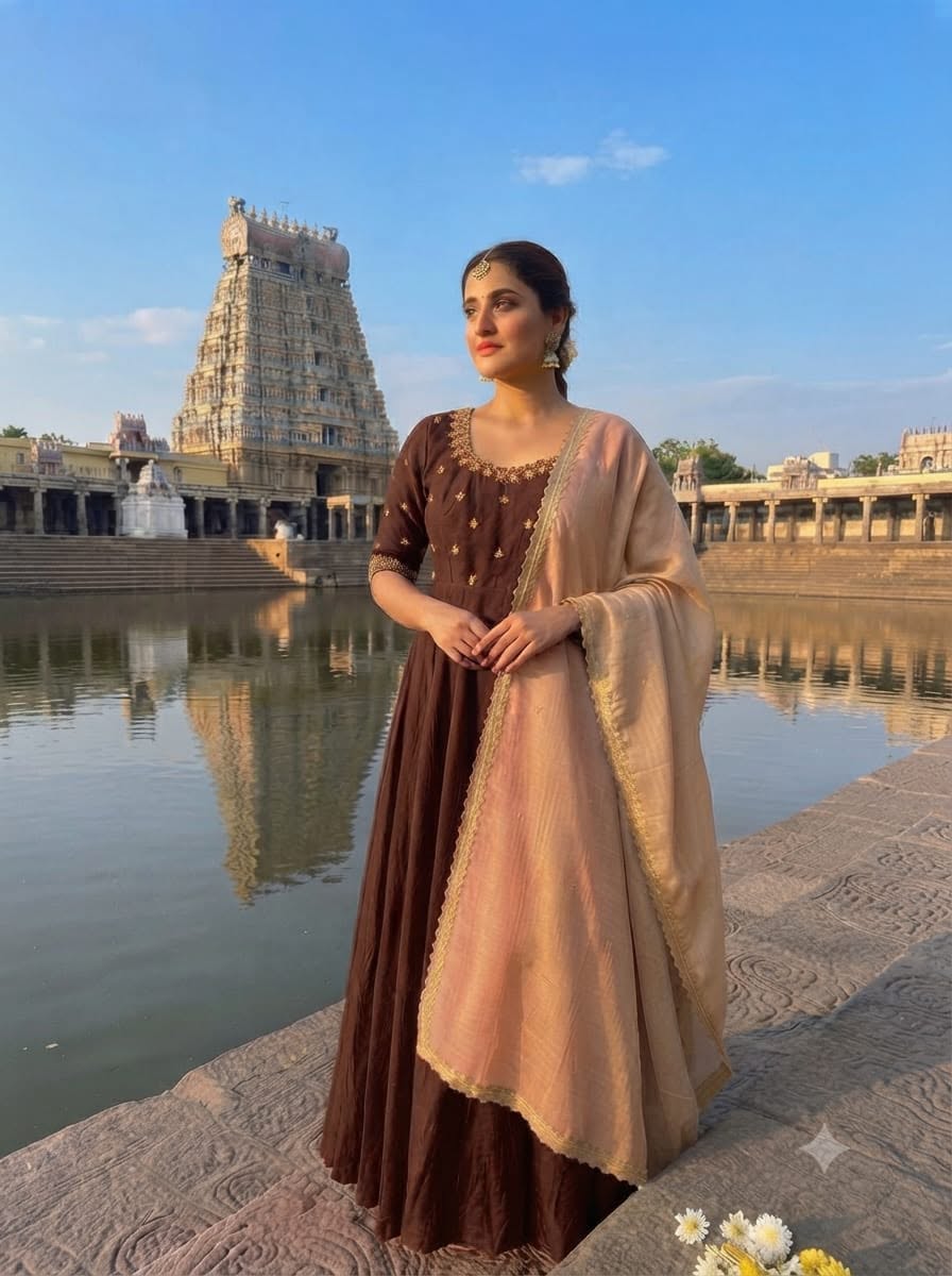 Designer Maggam Hand Work Gown With Duppata