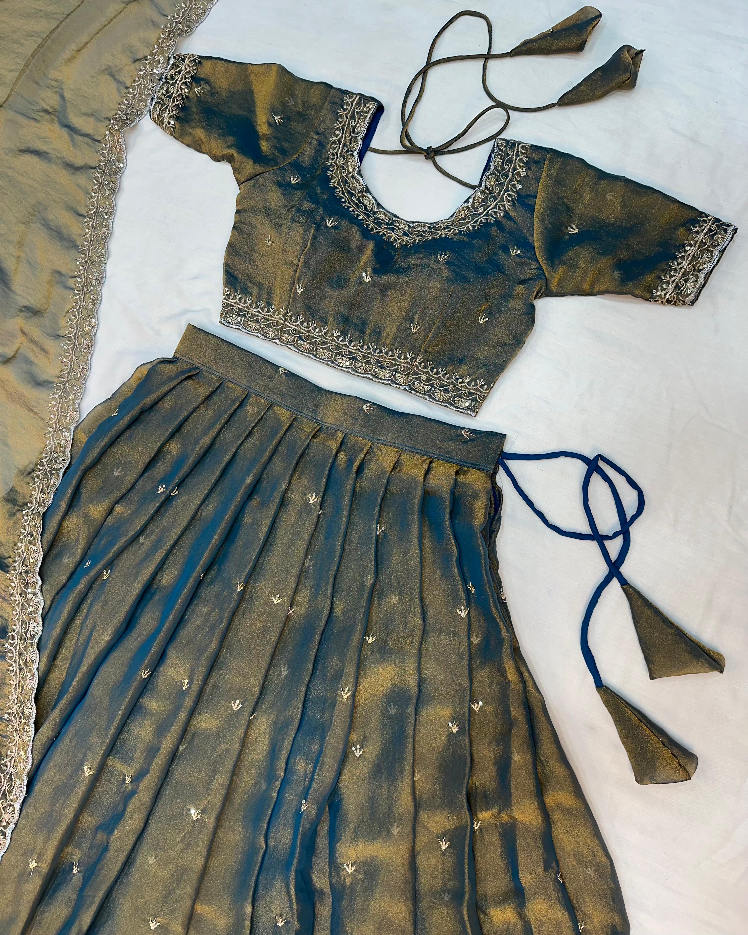 Premium Tissue Silk Lehangas