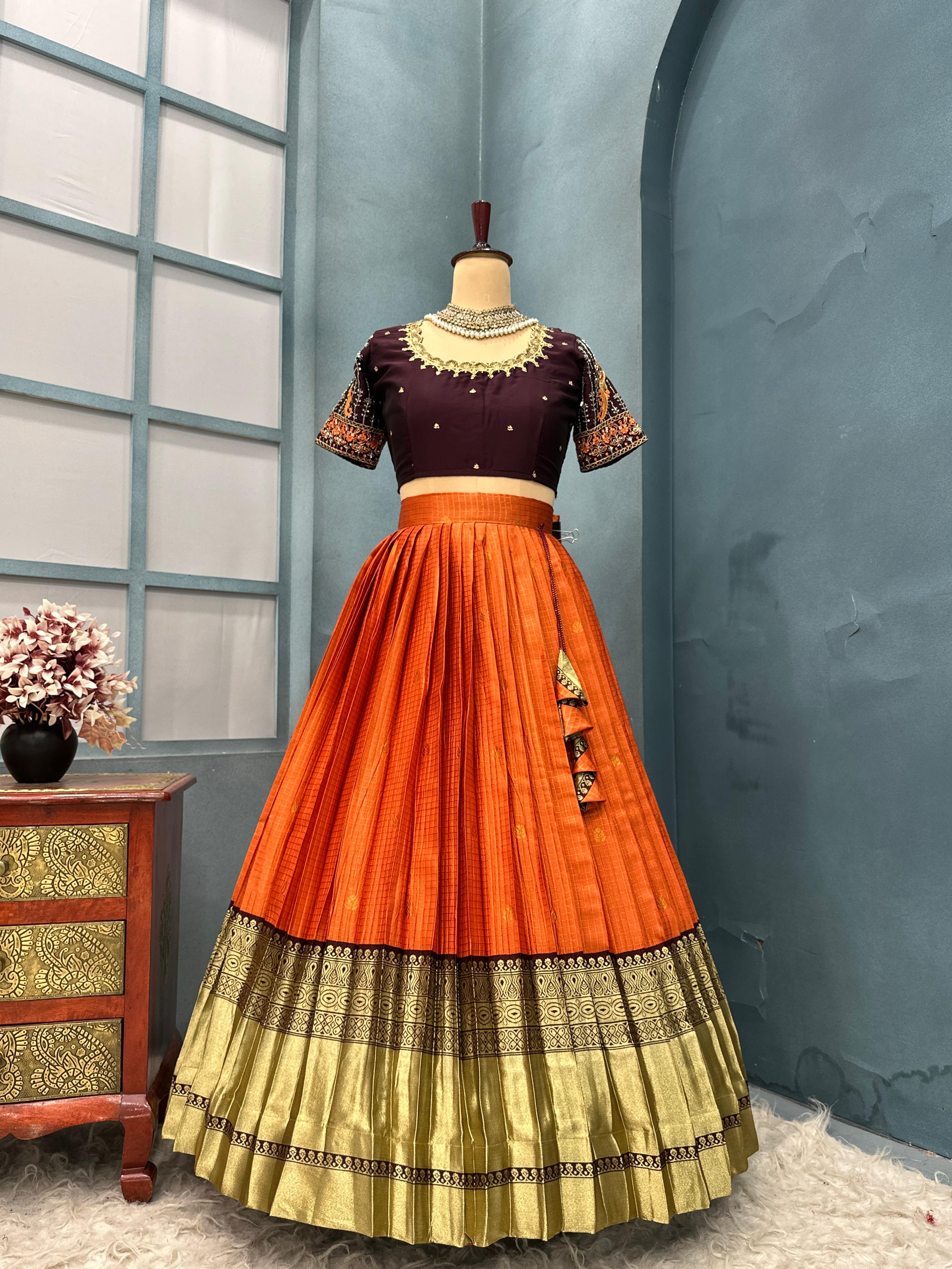 Exclusive Designer Premium Quality Pure Kanjivaram Silk Full Stitched Lehenga
