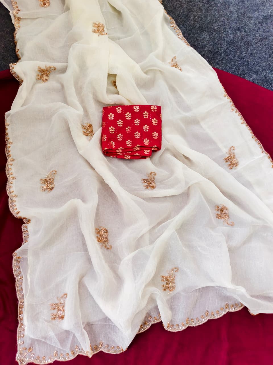 Cocktail Sarees with Cutdana Work