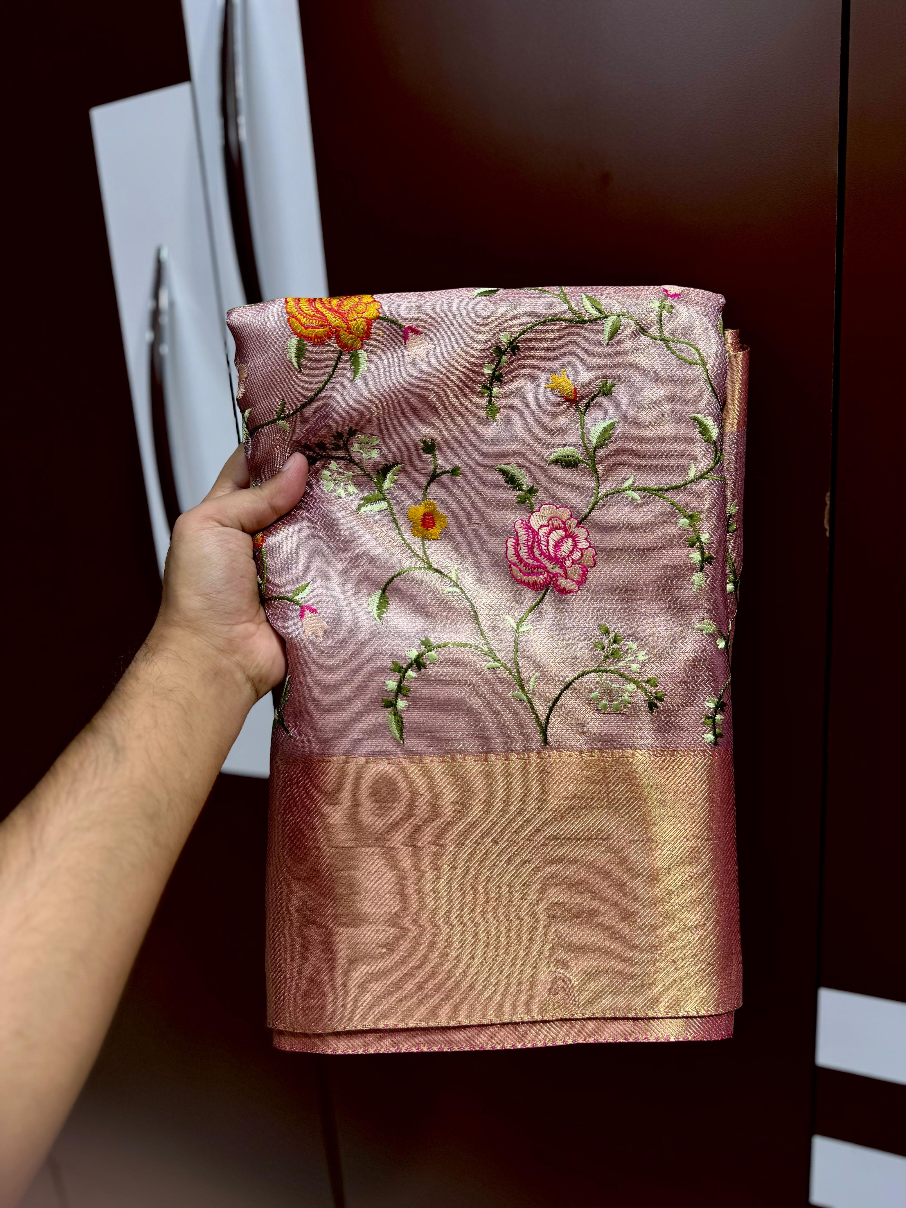 Beautiful Banarasi Tissue Saree with embroidery