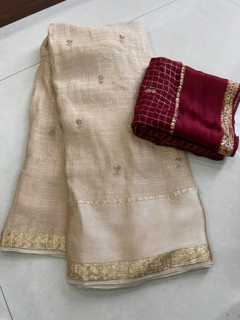 Viscose Georgette Full Sequence Work Sarees