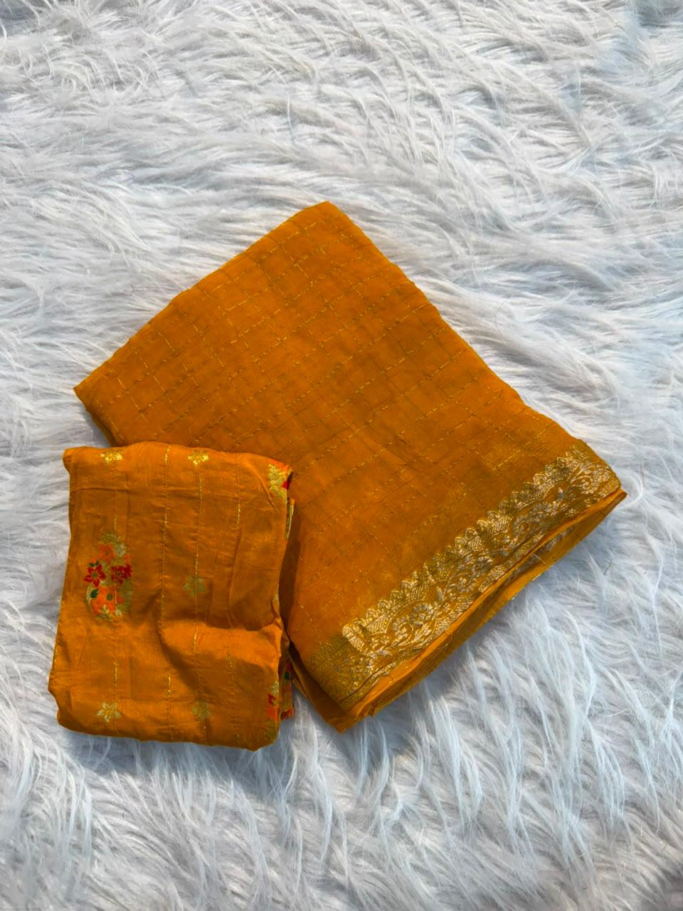 Pure Viscose Checks Georgette Sarees
