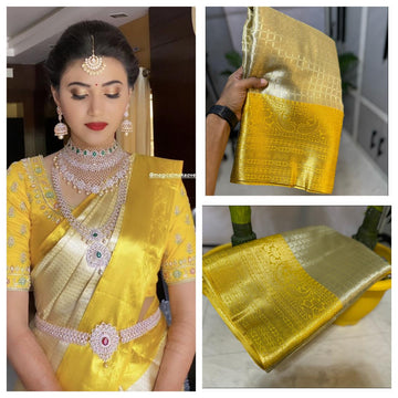 Party wear tissue saree with Kanchi border