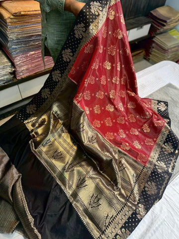 Benarasi Semi Raw Mango Silk Saree