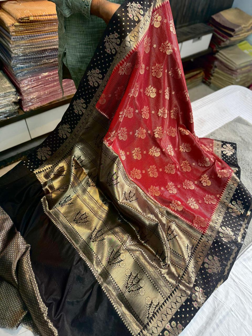 Benarasi Semi Raw Mango Silk Saree