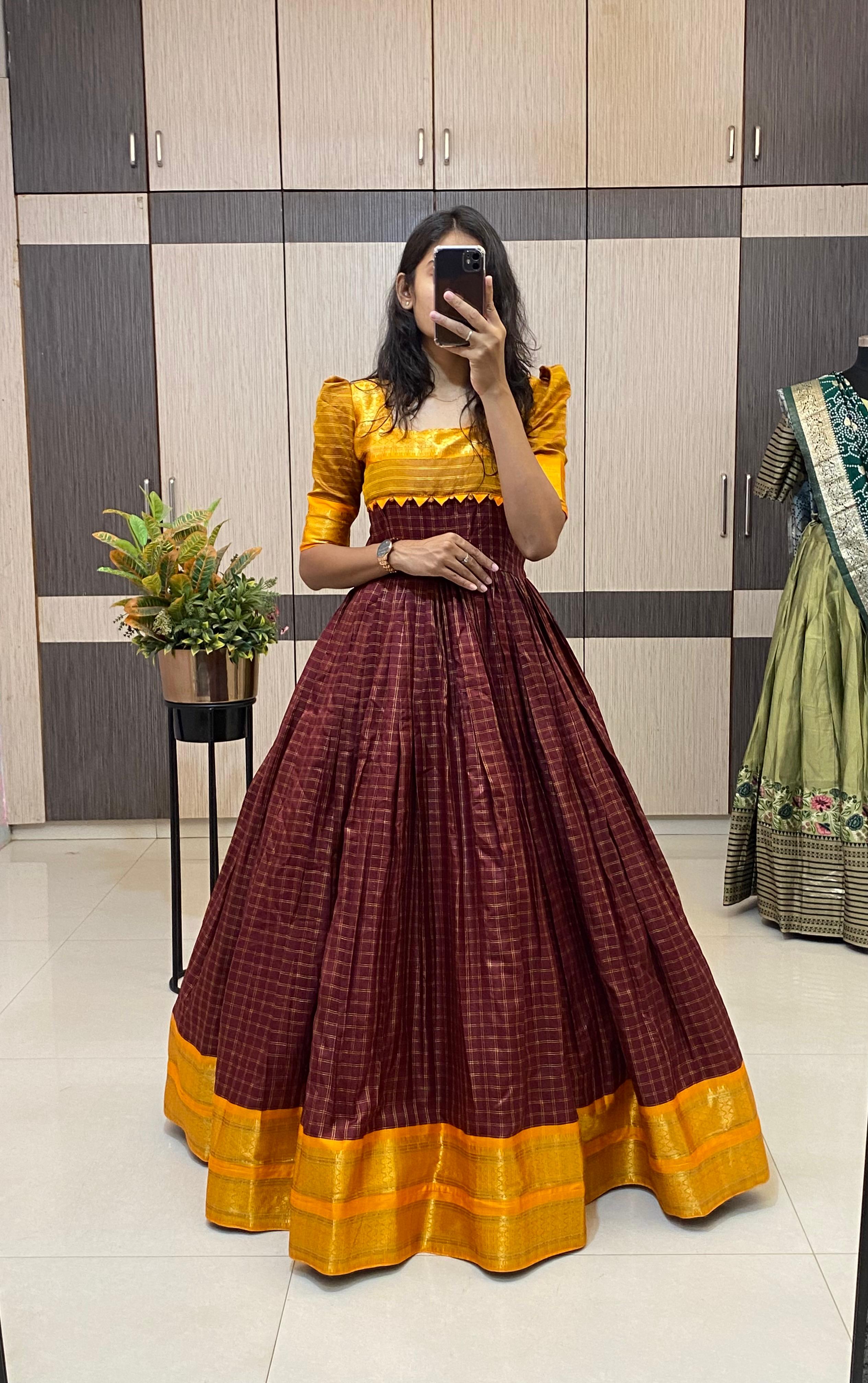 Flared Cotton Silk Long frock