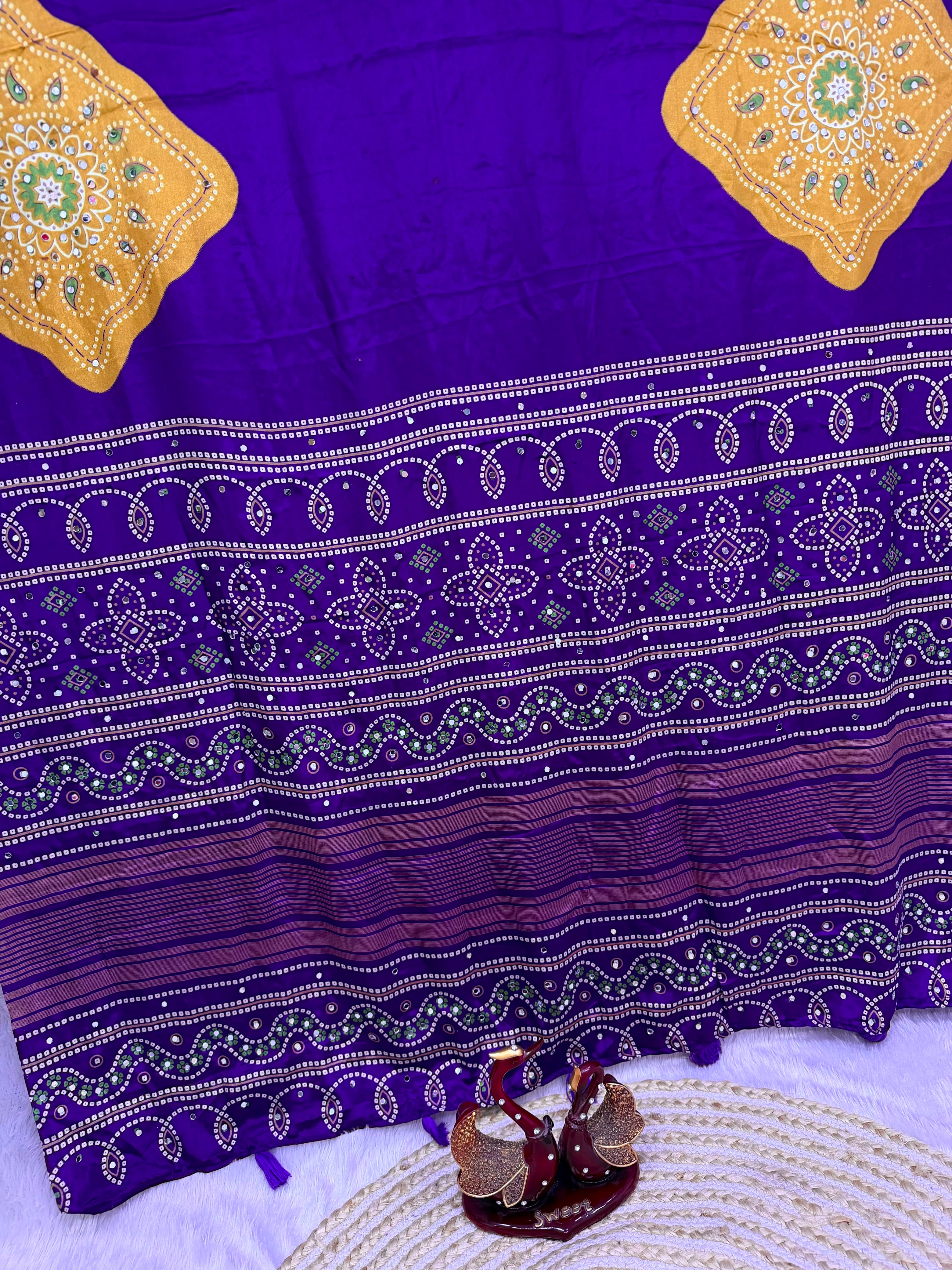 Ajrakh mirror work sarees