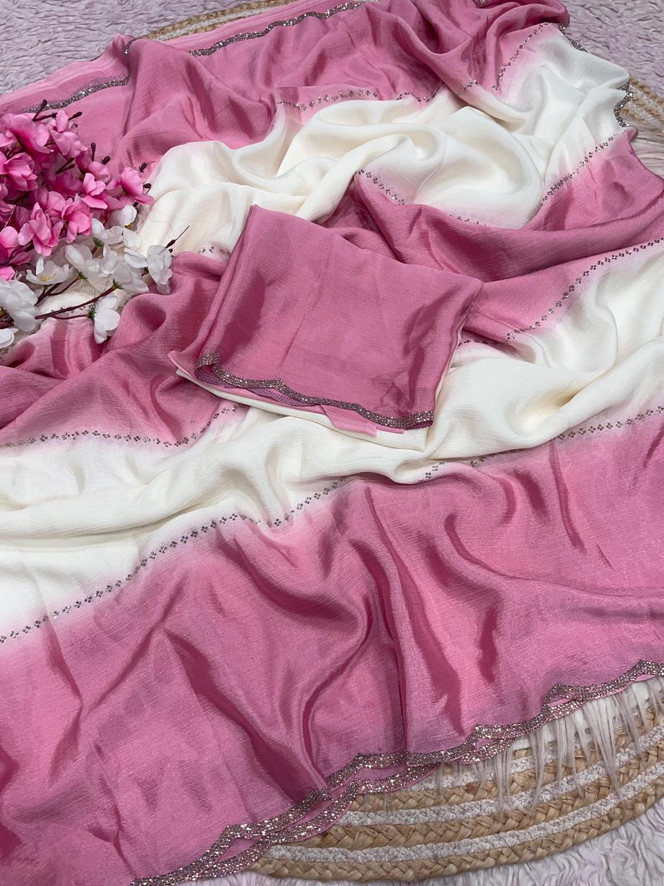 Celebrity Fandy Satin Work Saree