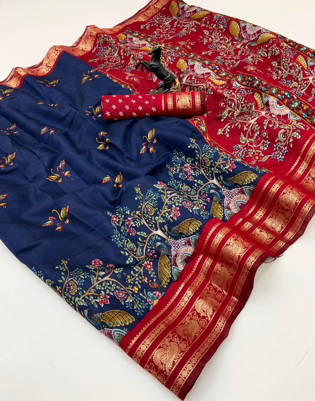 Pure Viscose Silk Saree with Kalamkari Design