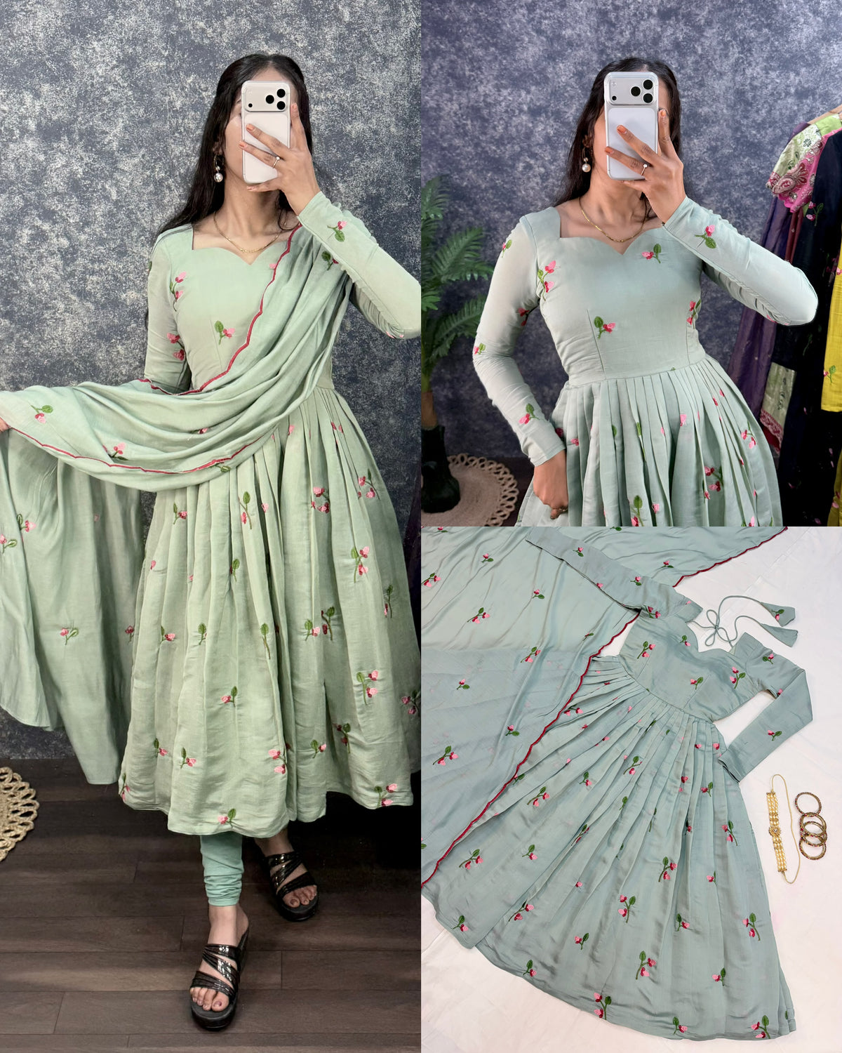 Premium South Mull Chanderi Anarkali with Dupatta