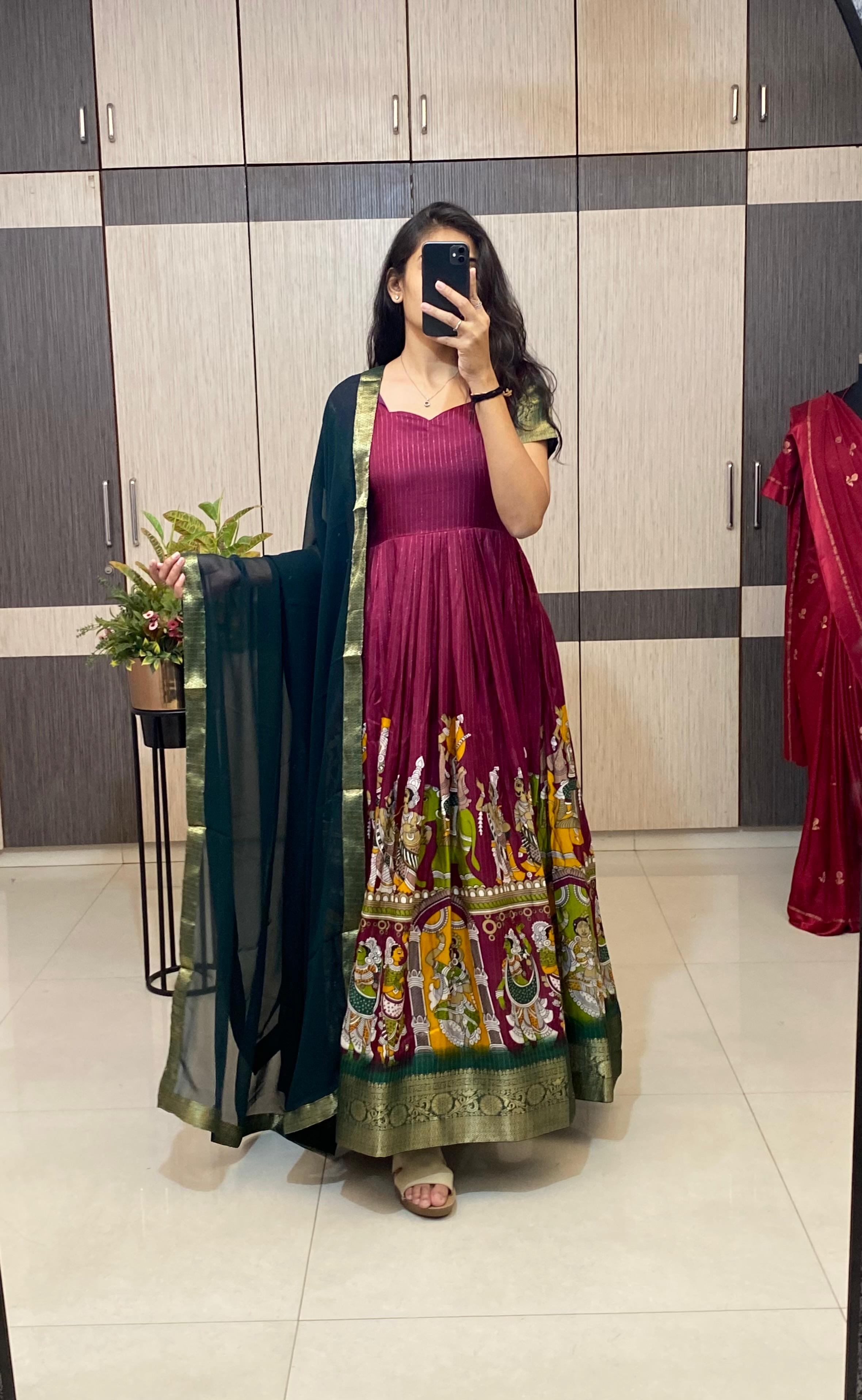 Zari dola frock with Georgette Dupatta