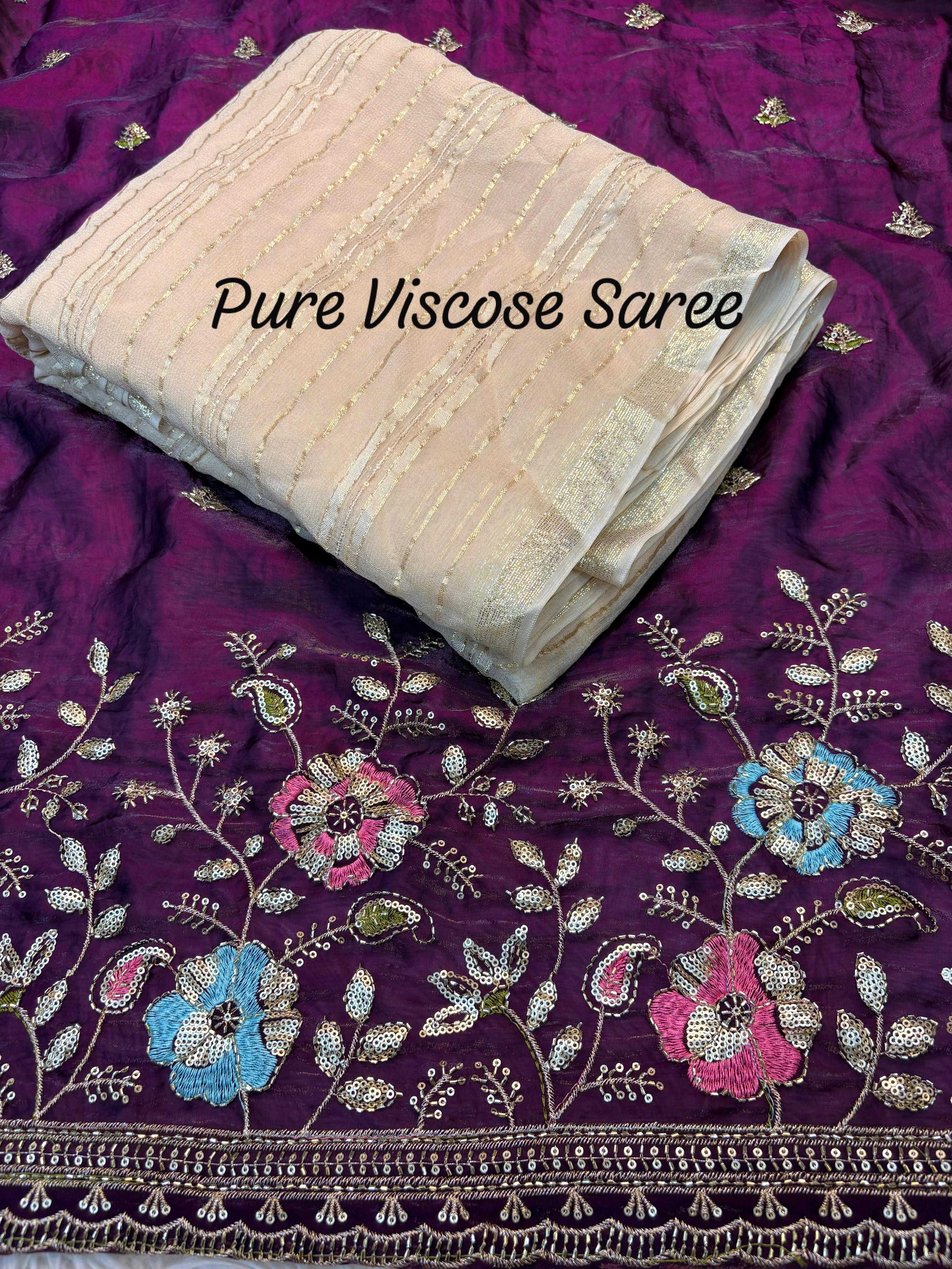 Pure Viscose Georgette Saree with Partywear Designer Blouse