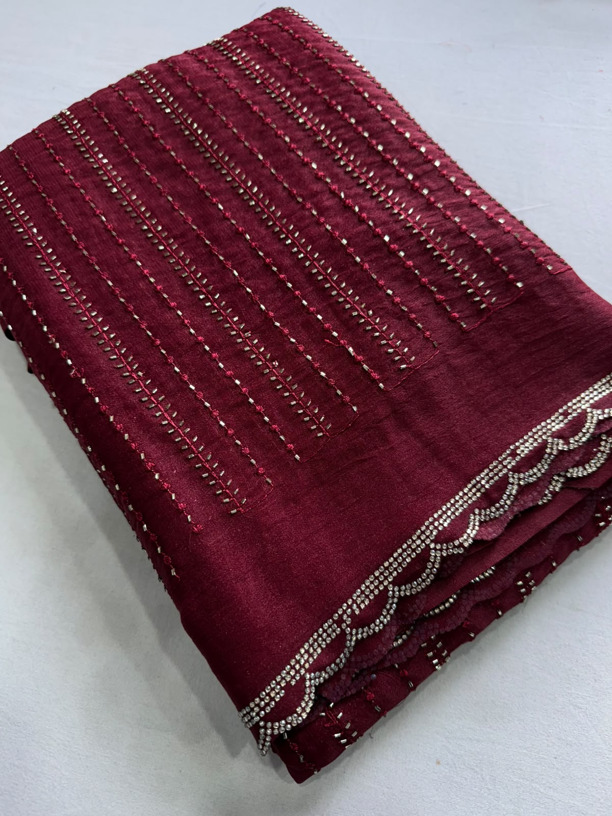 Star Georgette Sequence Bits Work Jharkhand Work Saree With Running Blouse