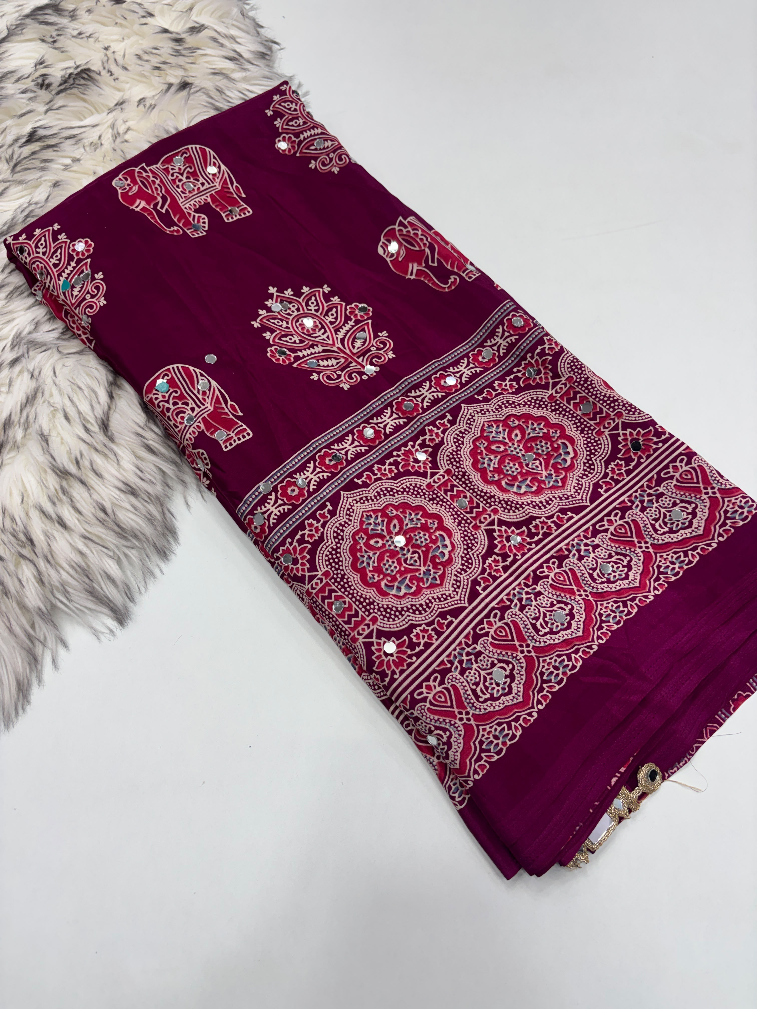 Ajrakh Mirror Work Sarees