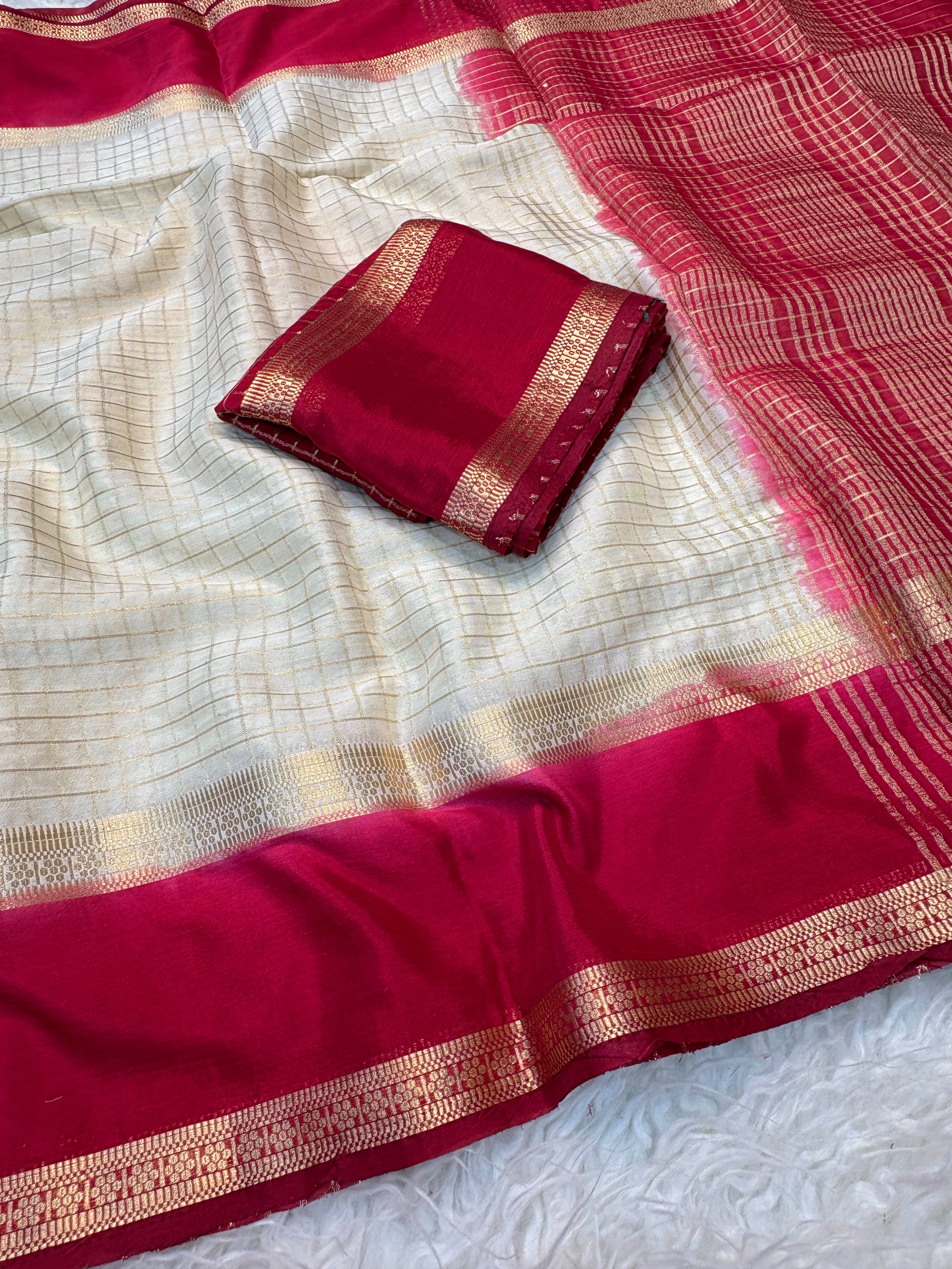 Chinnon Saree with Weaving Chex