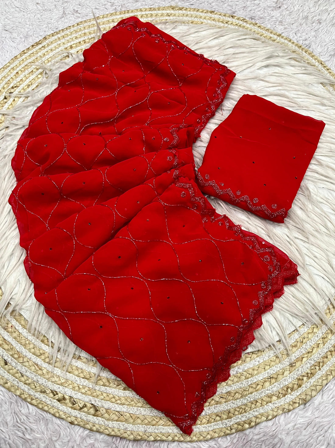 Pure Foxx Georgette Sarees with Cutdana Work