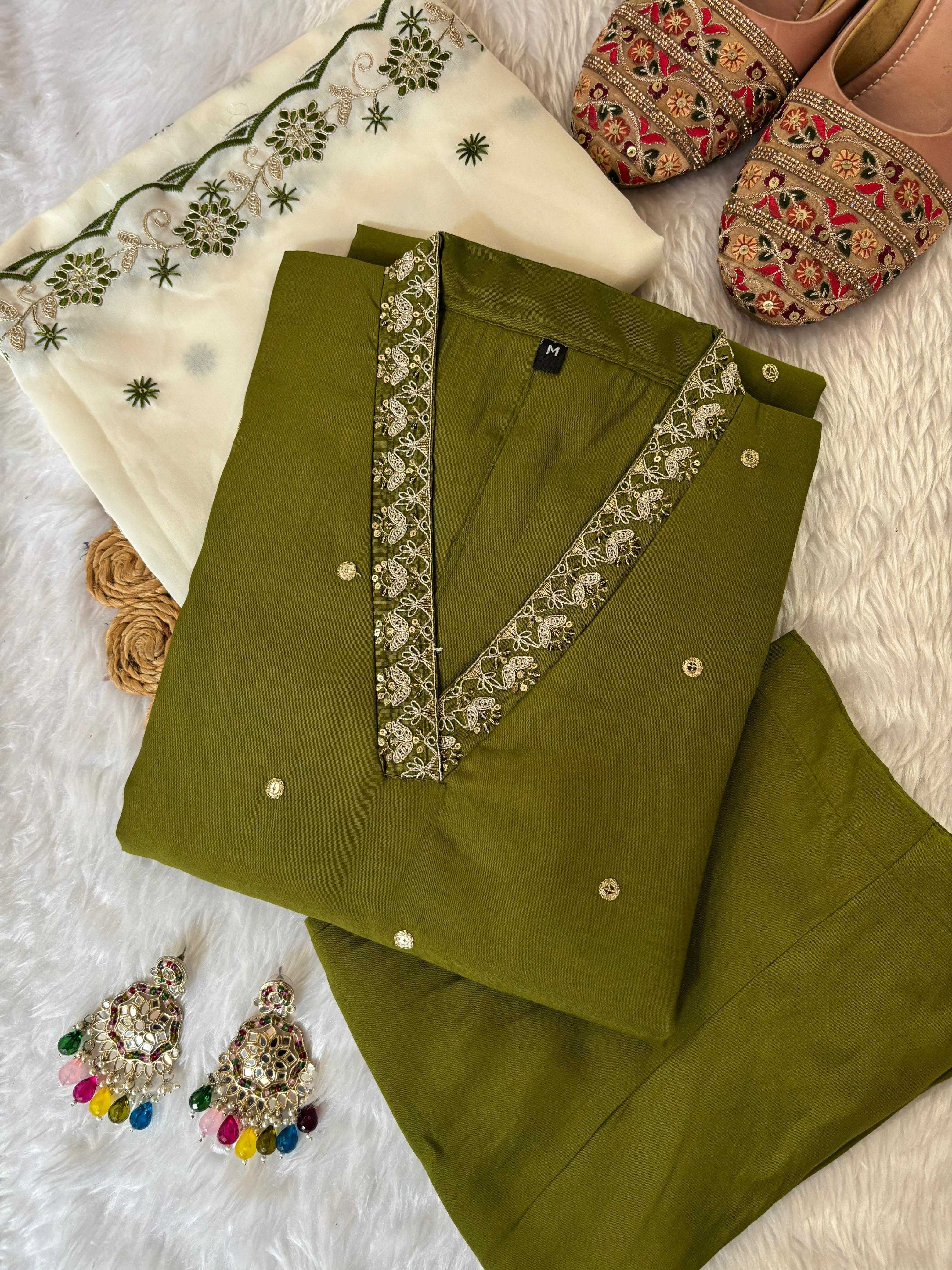 Partywear 3 piece kurti set