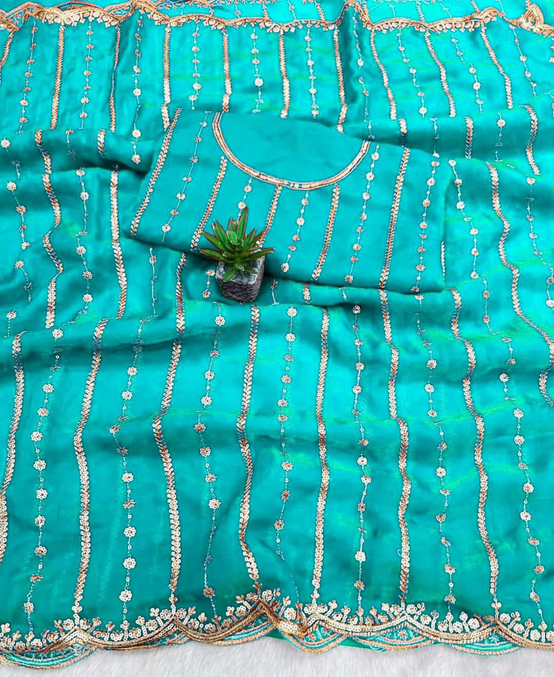 Trendy Georgette Sarees with Embroidery Sequence Work