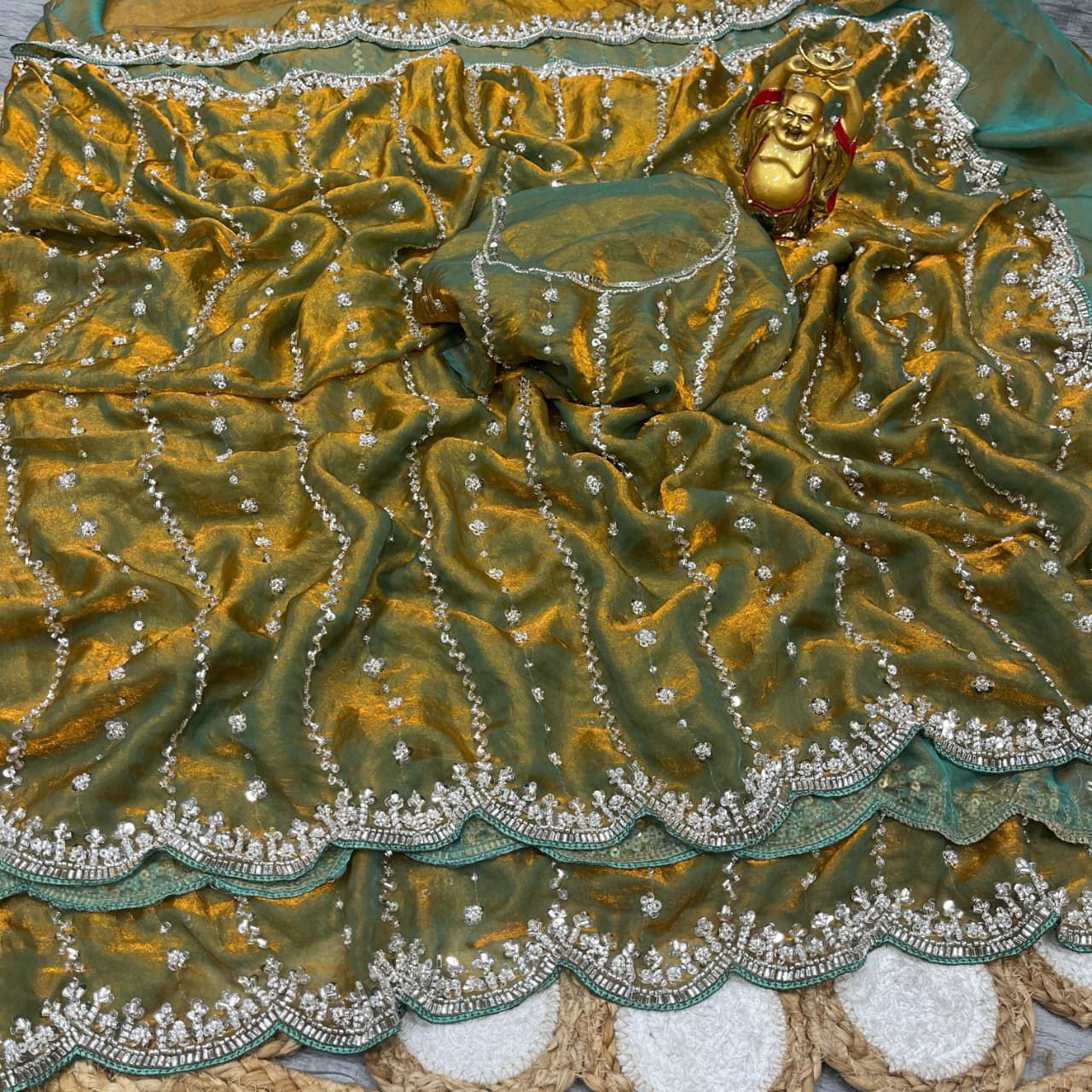 Space Silk Saree with Premium Beads Handwork