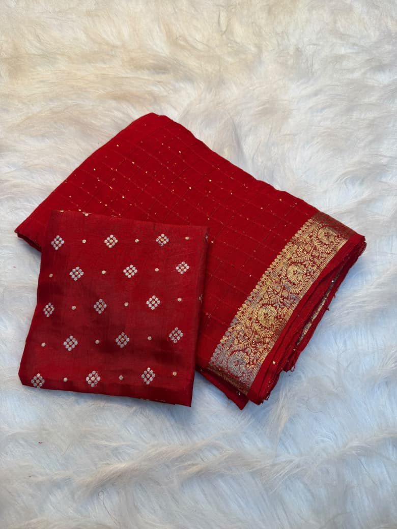 Pure Viscose Georgette Saree with sequence work