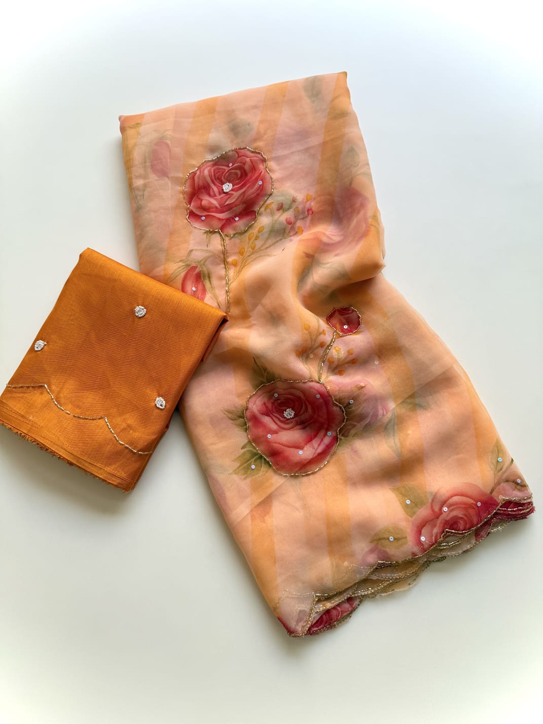 Soft georgette with cutdana work