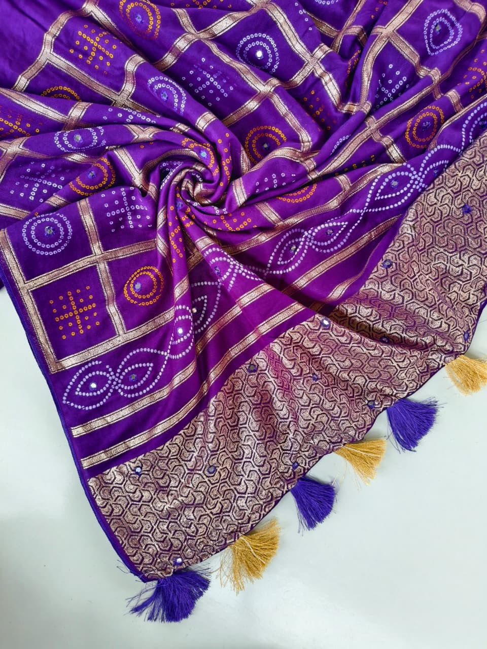 Pure Soft Dola Sarees with beautiful cross stitch & Aari Mirror Work