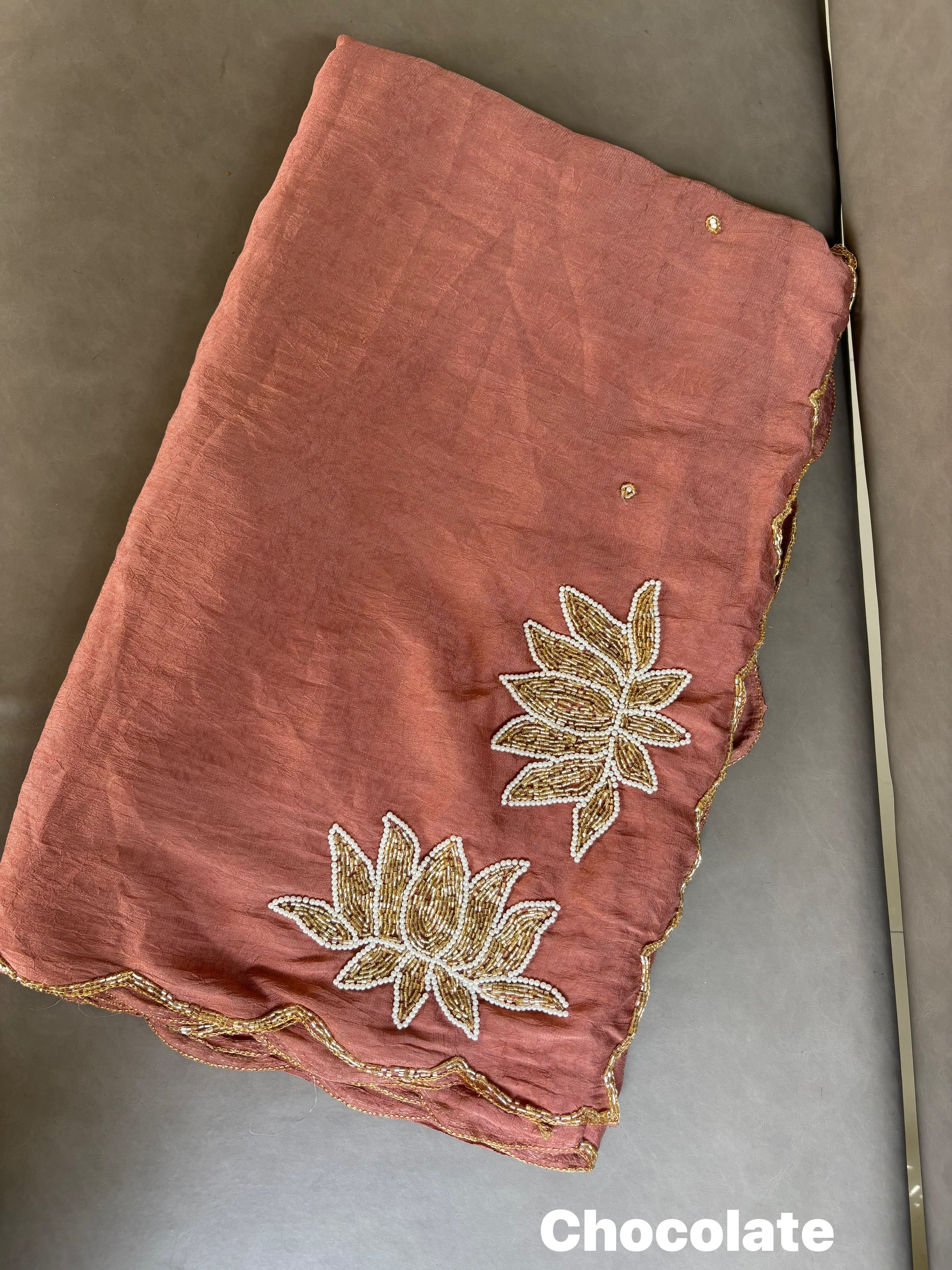 Soft Rangoli Crush Sarees with Handwork
