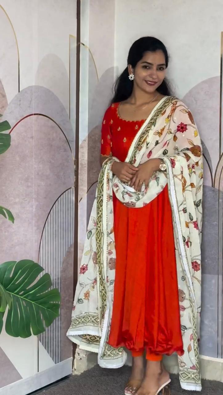 Maggam Work Gown with Designer Duppata