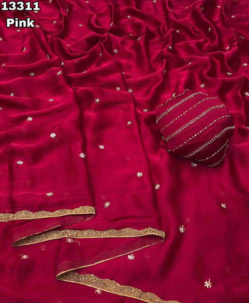 Chiffon Embroidery Work Sarees