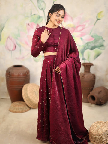 Soft Space Silk Sequence Embroidery Lehenga with Beautiful Stitched Blouse