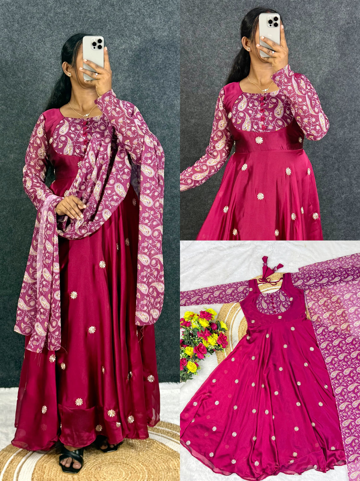 Rangoli Anarkali Suit with Printed Duppata