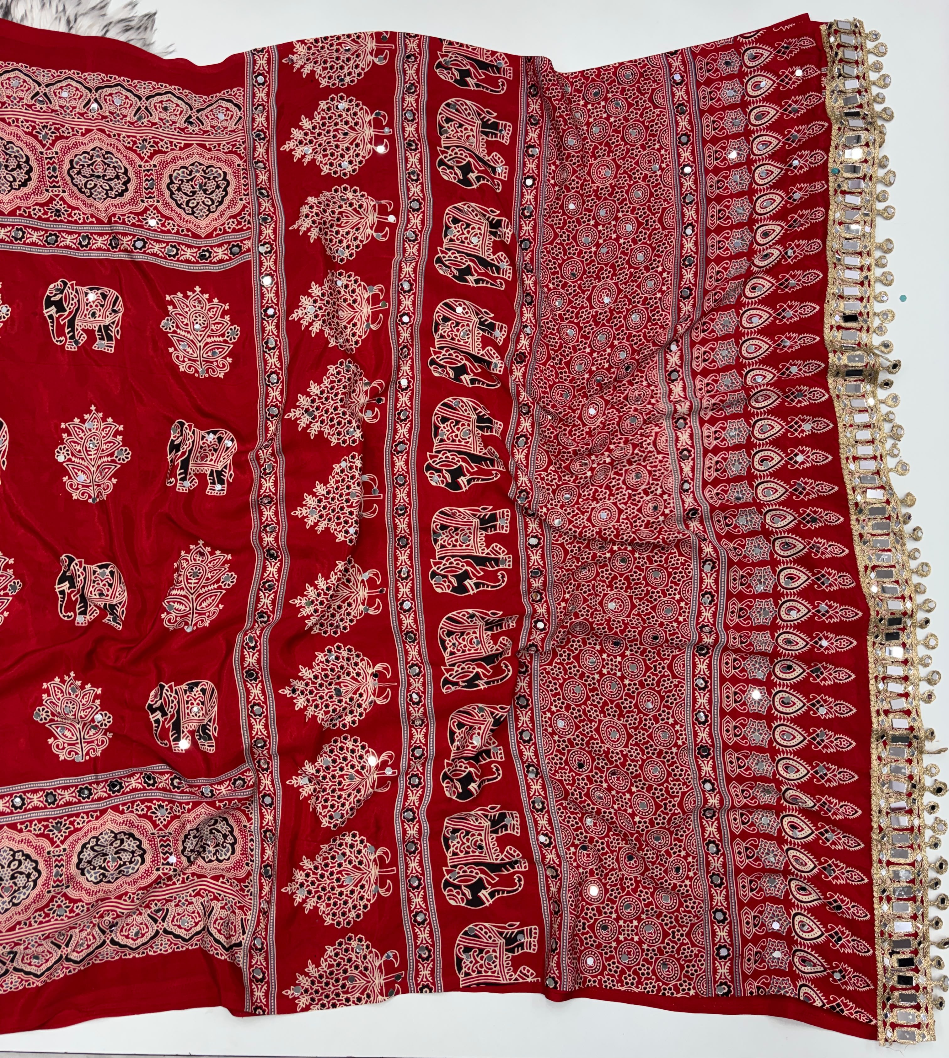 Ajrakh Mirror Work Sarees