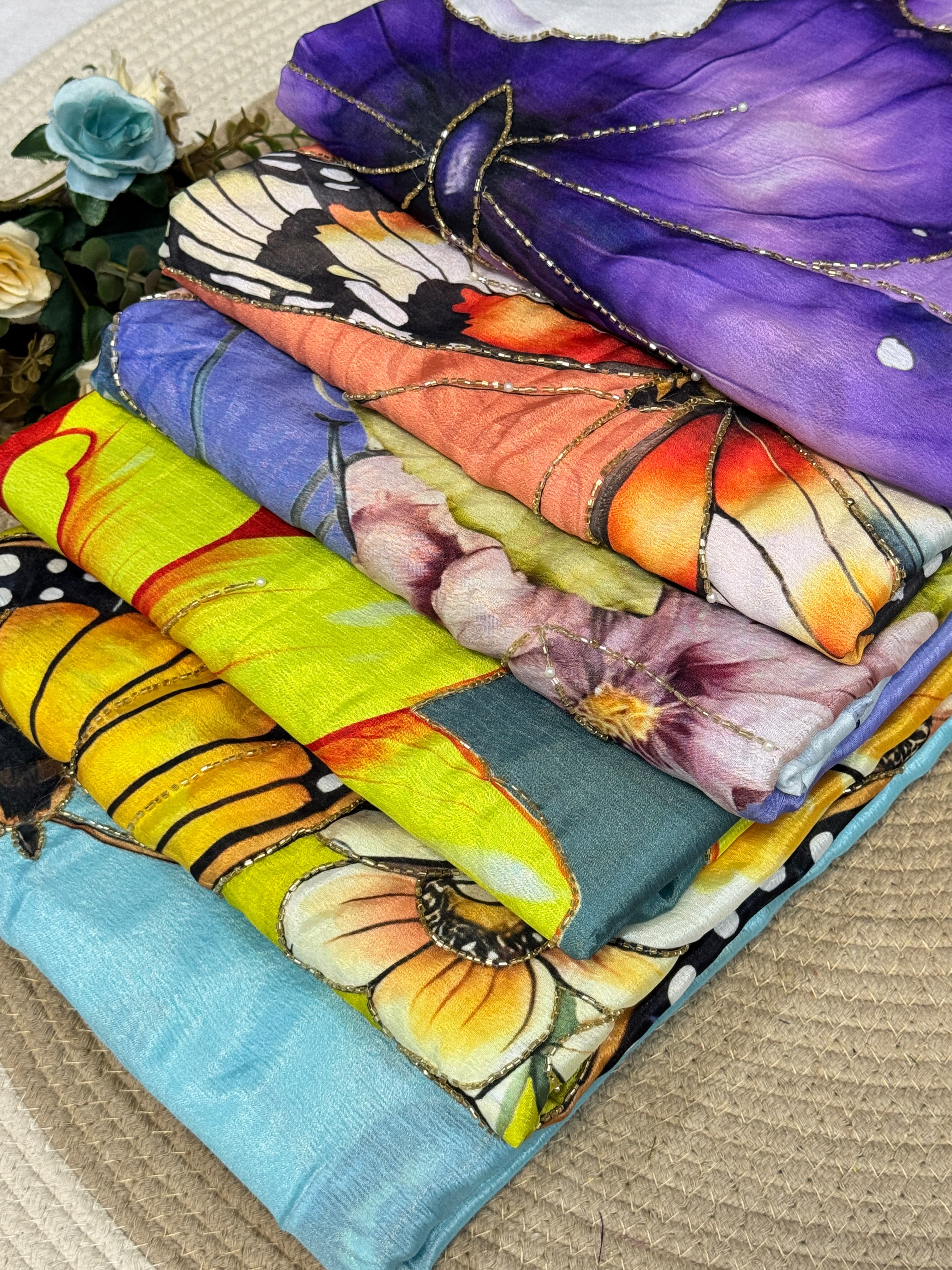 Chinnon Silk Sarees with cutdana work