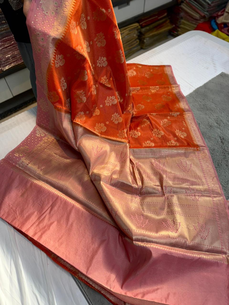 Premium Banarasi Green Mango Silk Sarees