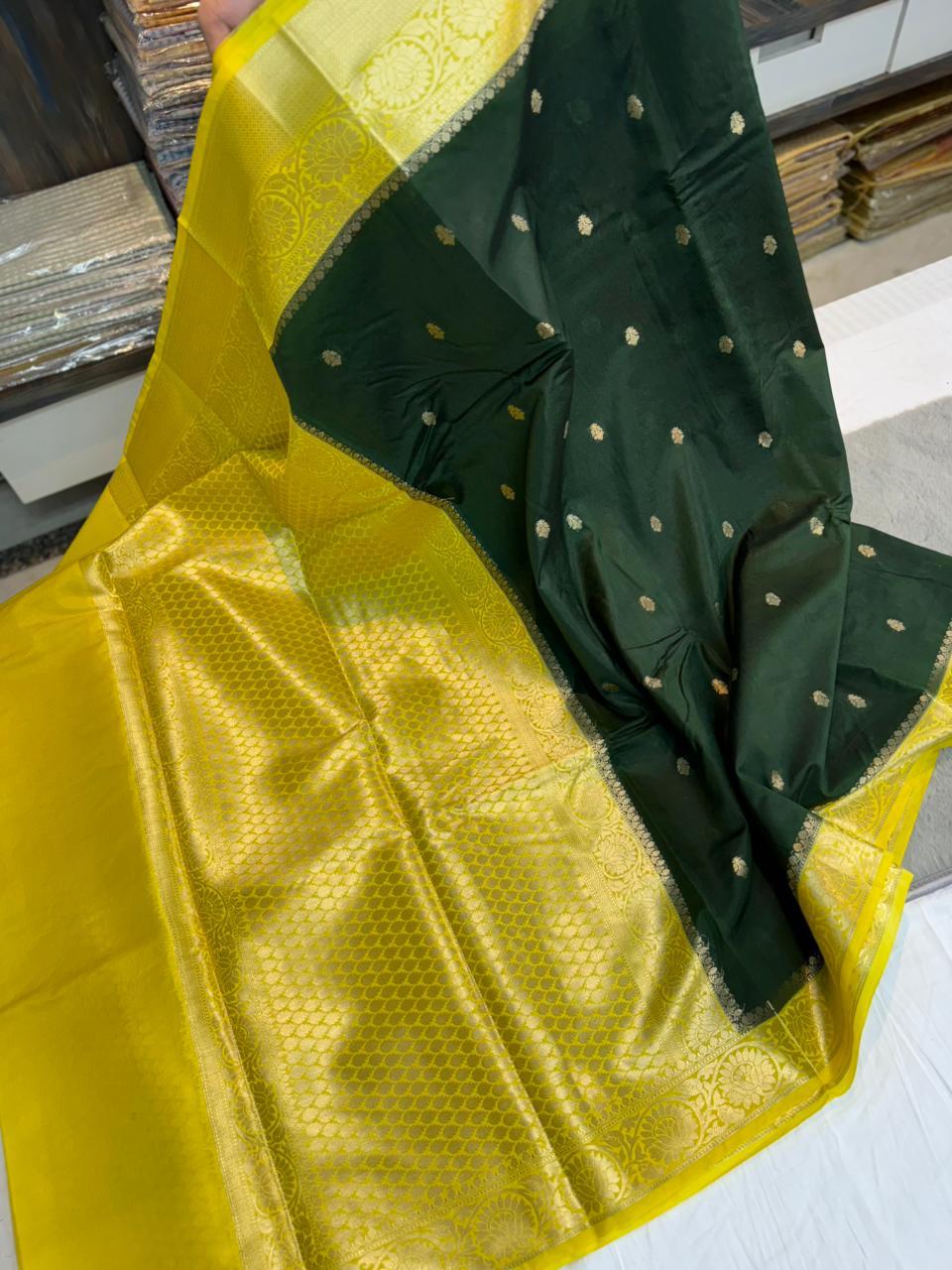 Banarasi Green Raw Mango Sarees