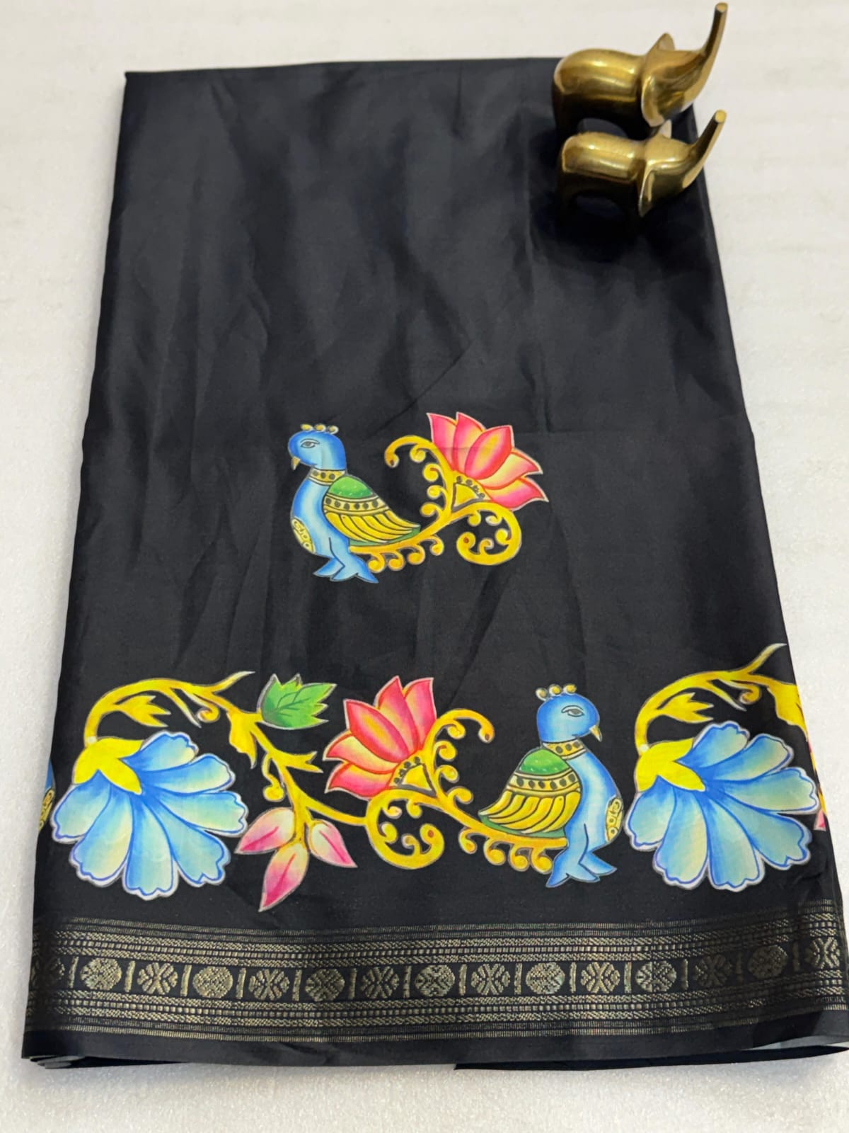 Pure Gadwal Silk Sarees with Tanjore Print