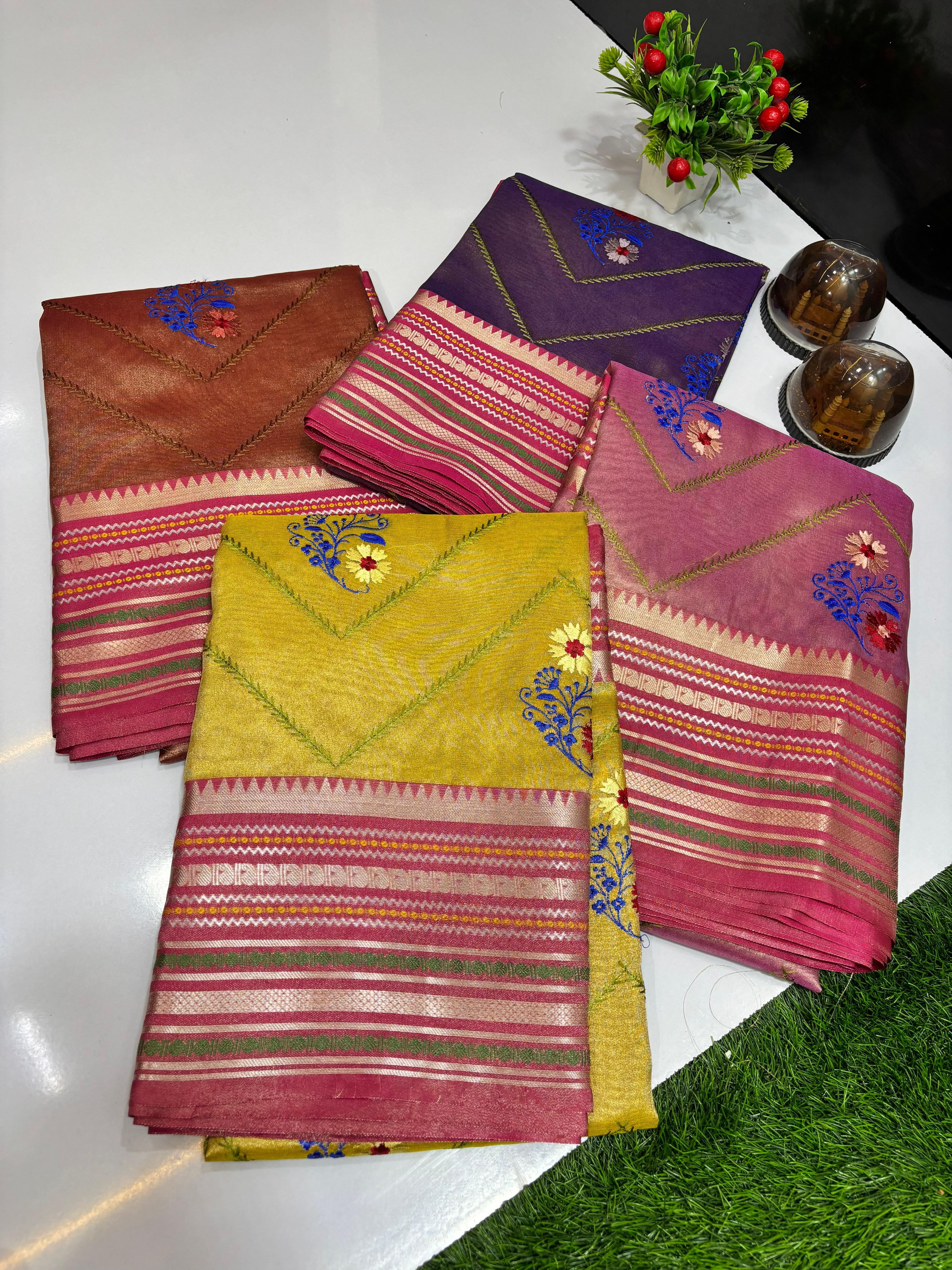 Premium Banarasi Dyble Tissue Silk Sarees