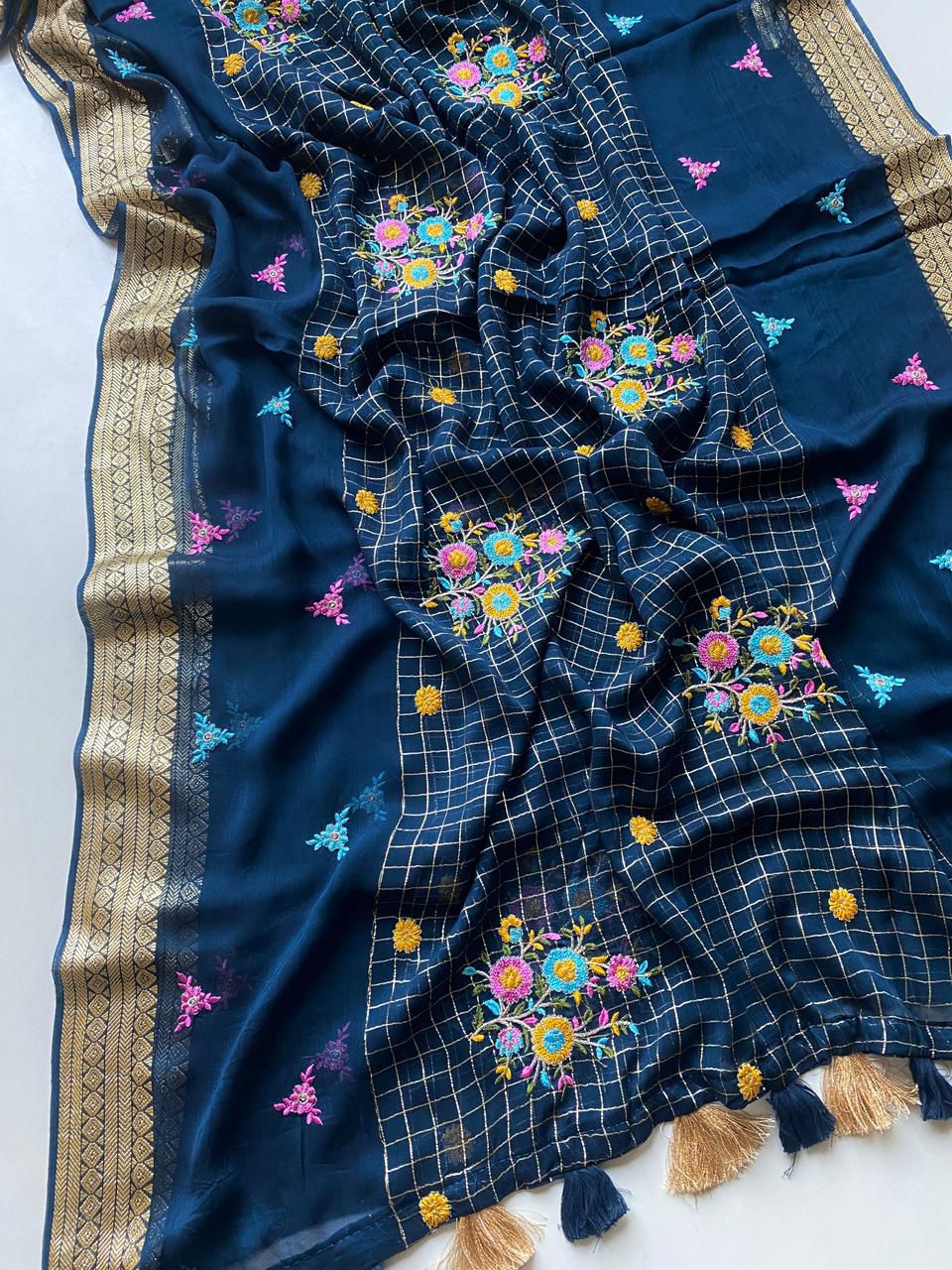 Pure Georgette Sarees with Beautiful Gamthi Work