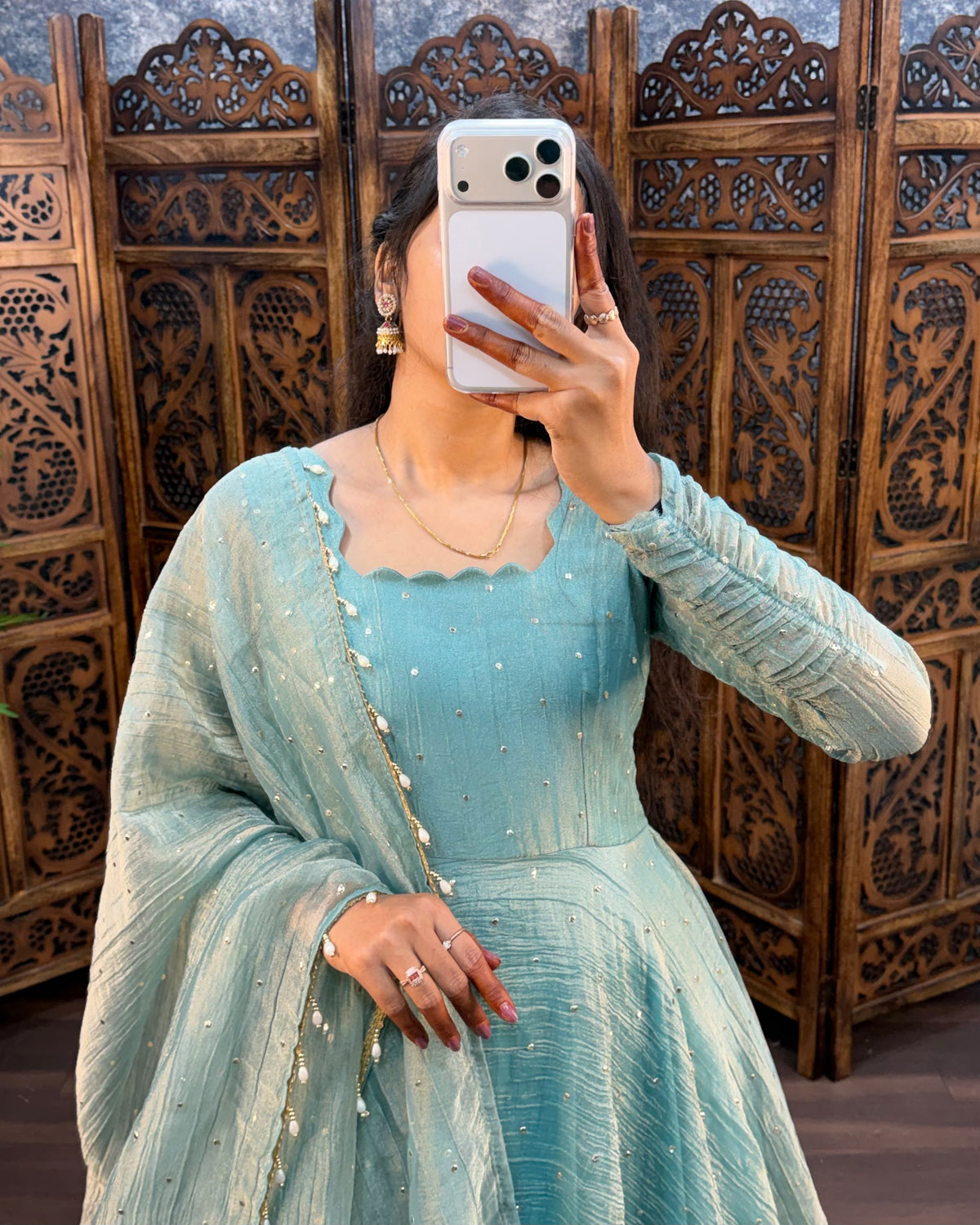 Premium South Salsa Silk Gown with Dupatta