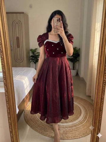Premium Space Silk Handwork Maxi Gown