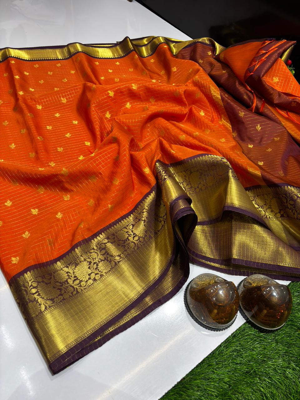 Premium Vintage Banarasi Semi Gadwal Soft Silk Sarees
